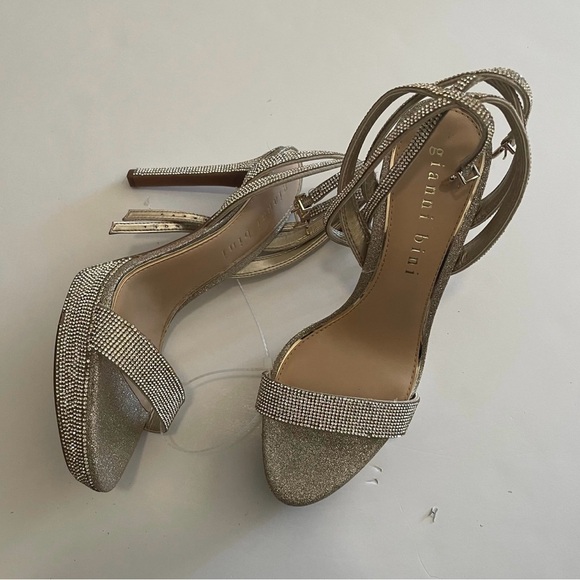 Gianni Bini Ankle Strap Jewel Embellished Glitter Platform Dress Sandals - Picture 3 of 5